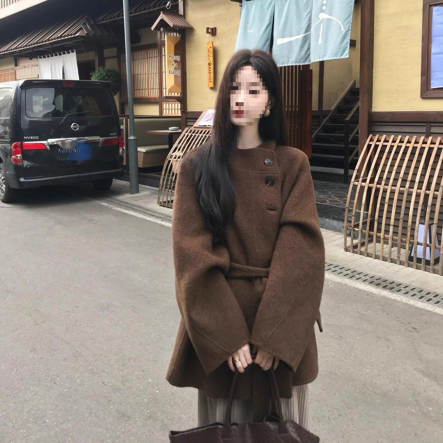 

Brown Double-Sided Plush Wool Coat - Fashionable & Stylish Women s Outerwear for Autumn/Winter XS [classic style]