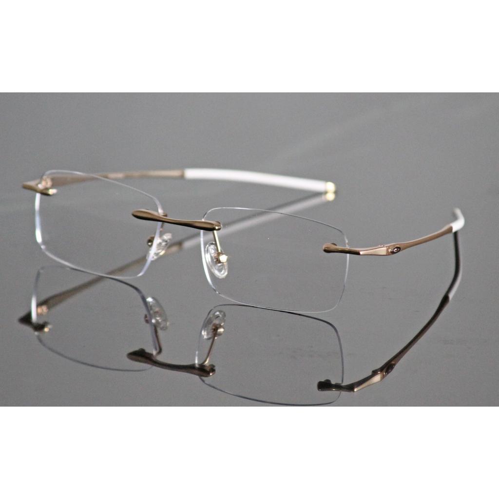 RSINC Rimless Frame/Eyeglass/Spectacle, Optical, Prescription, For Men And Women, Gold White BR-1| 003113 53-18-135 N1 OA - Gold White 003113