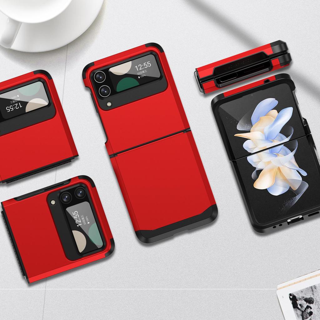 Samsung Z Flip 6/5 One-Piece Color-Block Armor Case - Fashionable Folding Protection