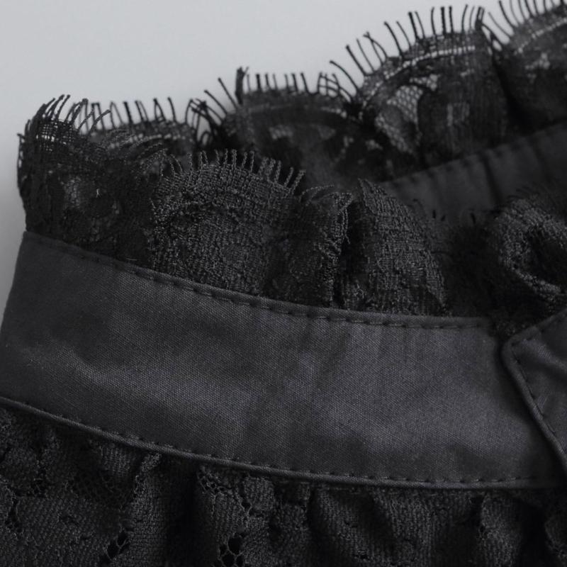Women Faux Collar Eyelash Flower Lace Detachable Blouse Collar Necklace with False Sleeves Cuffs Set Clothing Accessory