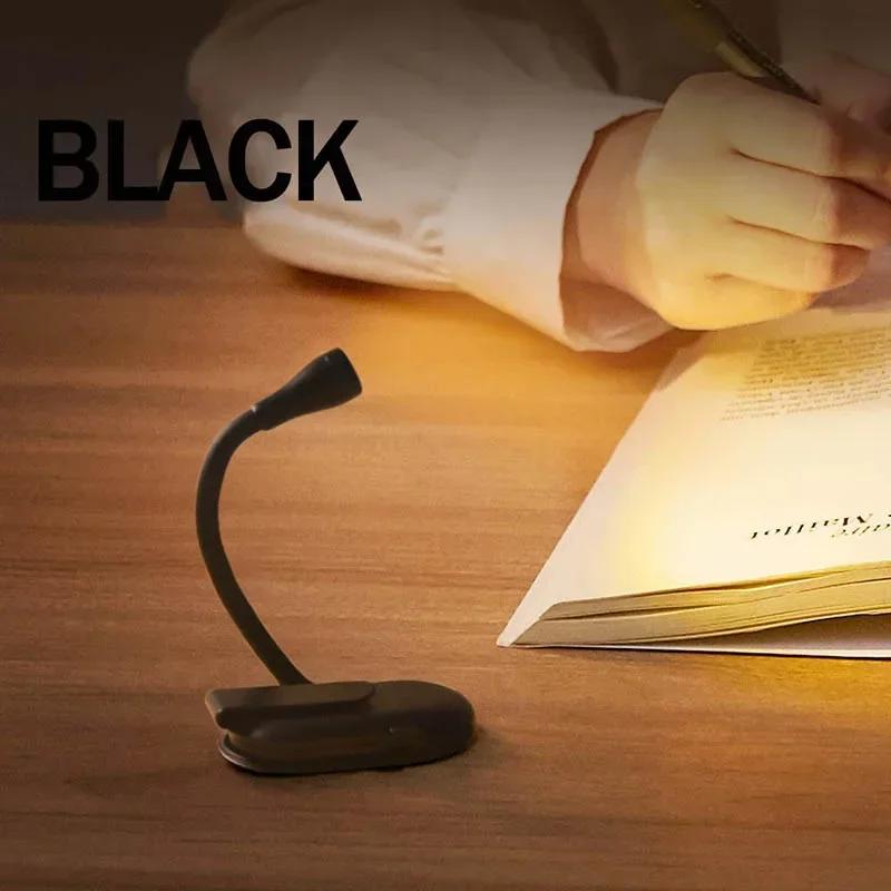 LED Mini Book Light Portable Clip Night Lights USB Charging Dimmable Clip 360° Flip Eye Protect Reading Lamp for Bedroom Camping