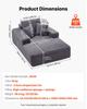 Chaise Lounge Chair, 1380 Mm Boneless Chaise Lounge Indoor, Modern Upholstered Oversized Reading Chair with Throw Pillows & Armrests, Sofa Couch Deep