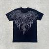 American style new men's summer skull print comfortable soft breathable round neck T-shirt outdoor fashionable high street top