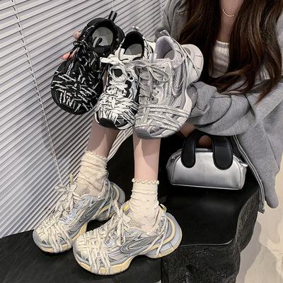 Paris Strap Platform Fried Street Dad Shoes Women 2025 New Small Versatile Height Increase Casual Running Sneakers