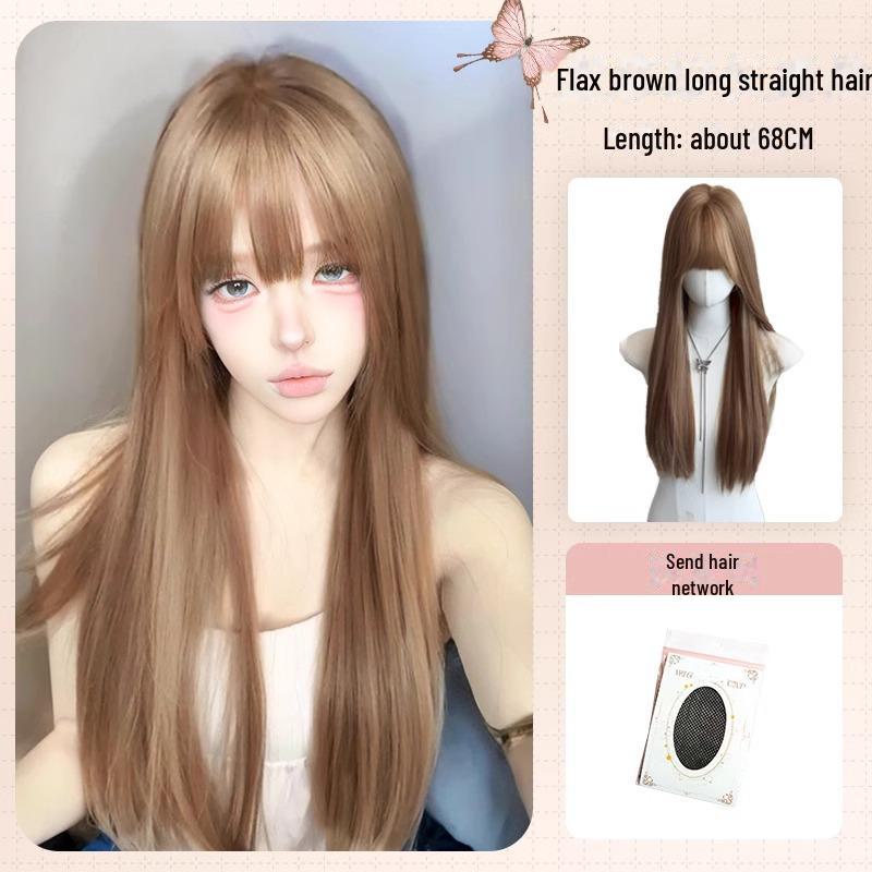 Xiaoyuan Japanese Long Straight Hair Wig - Fashionable, Age-Reducing Full Head Style