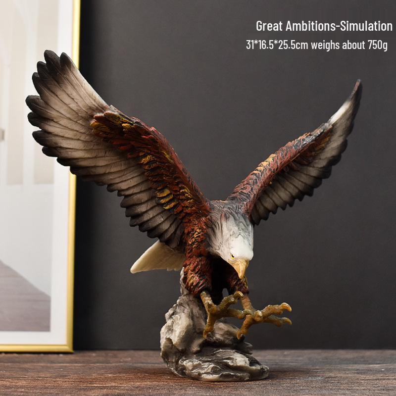 American Grand Exhibition Eagle Resin Figurine - Majestic Male Eagle Decor for Home, Office, or Wine Cabinet.