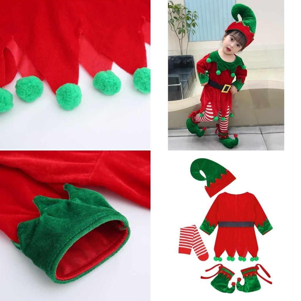 Stunning Christmas Elf Toddler Cosplay Costume With Shoes Stockings