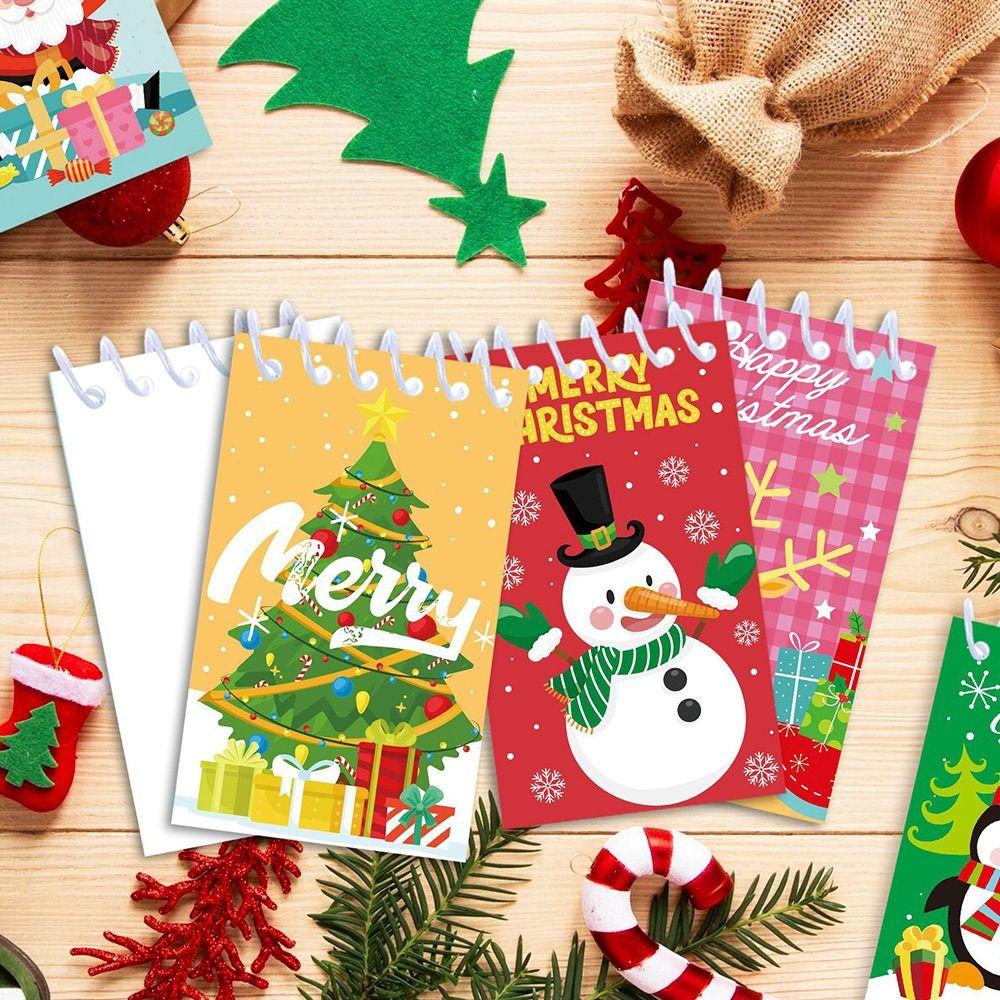 New 8PCS/Set Christmas Notebook Xmas Notepads Portable Vertical Flip Loose leaf Notebook Creative Colorful Christmas Notebook