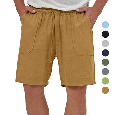 Men's Shorts Summer New Solid Colour Cotton Linen Casual Shorts Men's Loose Sports Three-quarter Shorts