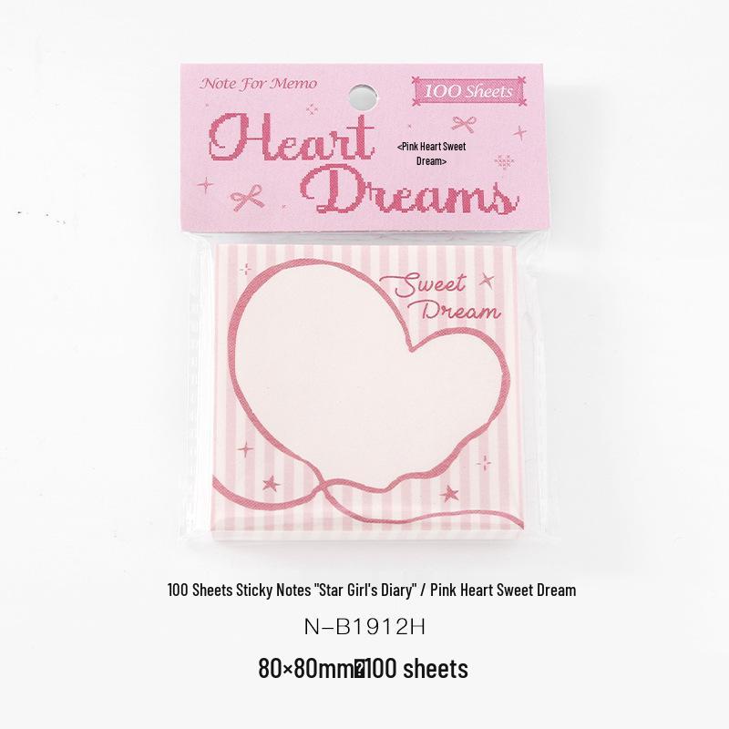 100 Sheets Korean Style Star Diary Sticky Notes - Girl Series, Perfect for Planners