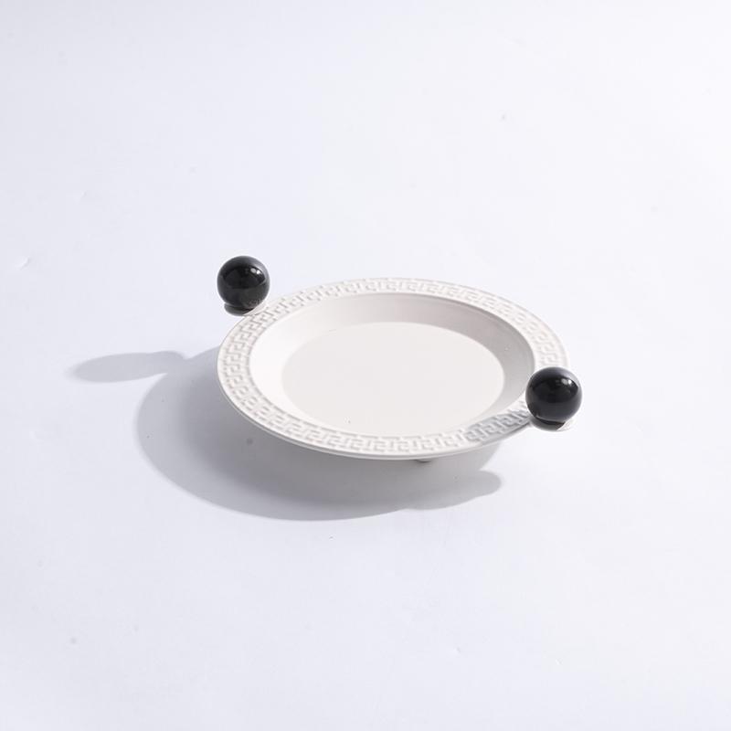 Black and White Square Round Tray