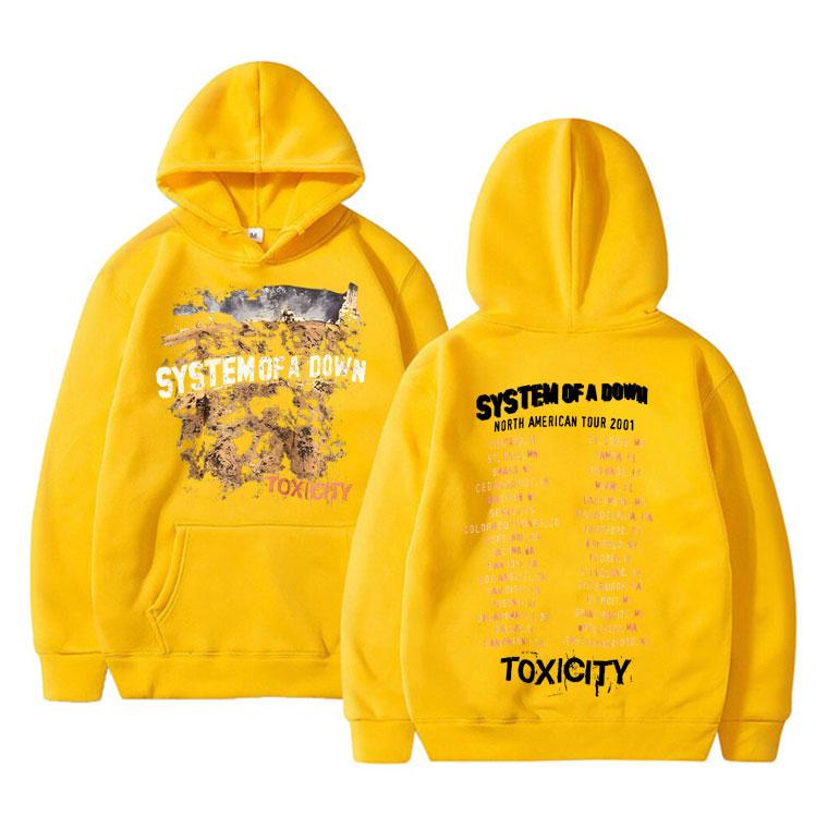 

Rock Band System of A Down Toxicity Tour Hoodie Men Women Gothic Punk Vintage Hooded Sweatshirt Men s Fleece Oversized Hoodies L жовтий