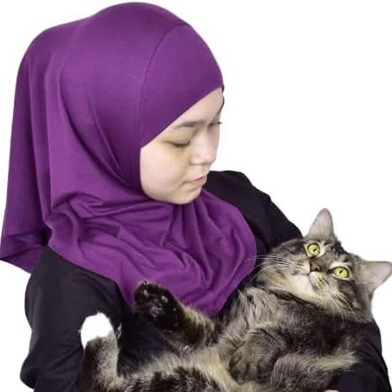 Children's Solid Color Square Turban 2 to 6 Years Old Little Girl Arabic Hijab Cover Crystal Polyester Gauze Scarf All Seasons
