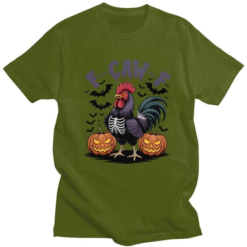 Male FCawF Humor Crow Funny Gothic Chicken T Shirts Round Neck Short Sleeve 100 Cotton TShirt Casual Streetwear Clothing