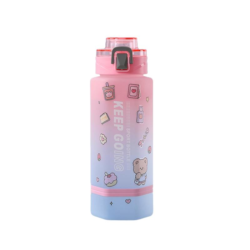 

Outdoor 700ml Sports Water Bottle Plastic Large Bore Portable Cup Hanging Rope рожевий
