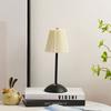 Pleated Shade Nightstand Lamp Soft Light Decorative Light with Metal Base Rechargeable for Living Room Bedroom