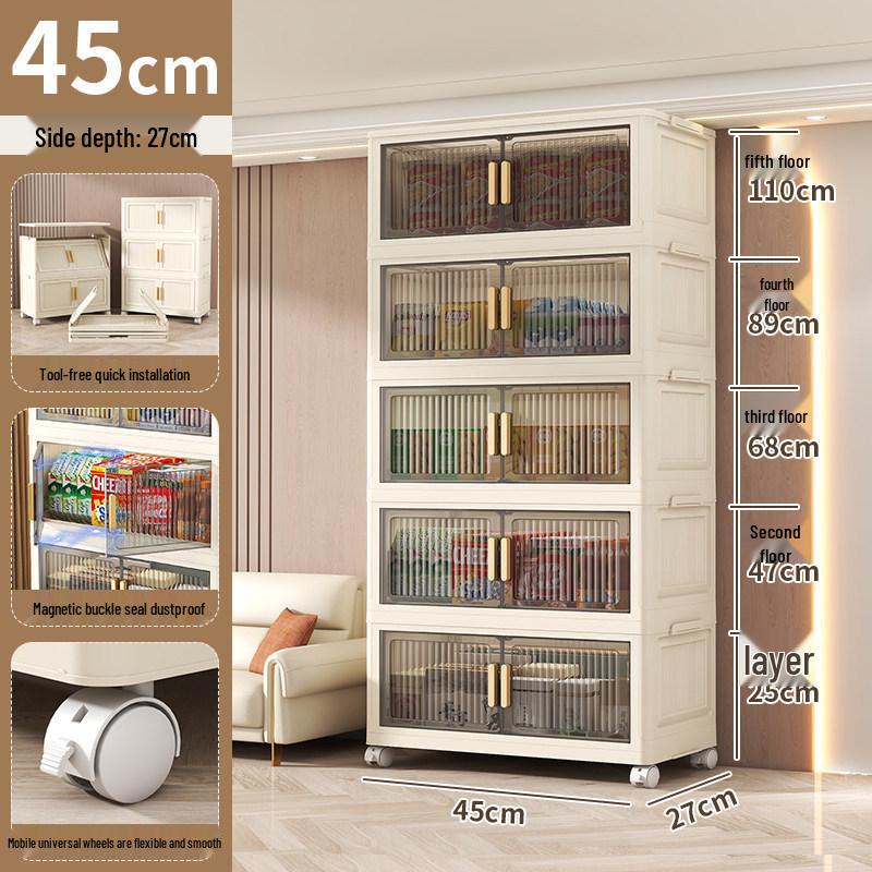 Folding Multi-Layer Plastic Storage Cabinet for Bedroom & Living Room