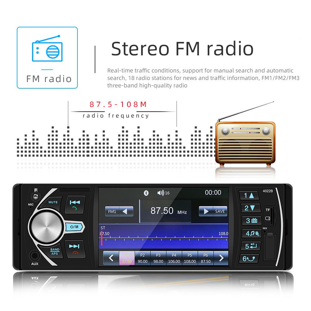 4022B Car MP5 Bluetooth Player Steering Wheel Control 1 Din 4.1 Inch Screen Auto Stereo Audio In Dash Head Unit Car Accessories