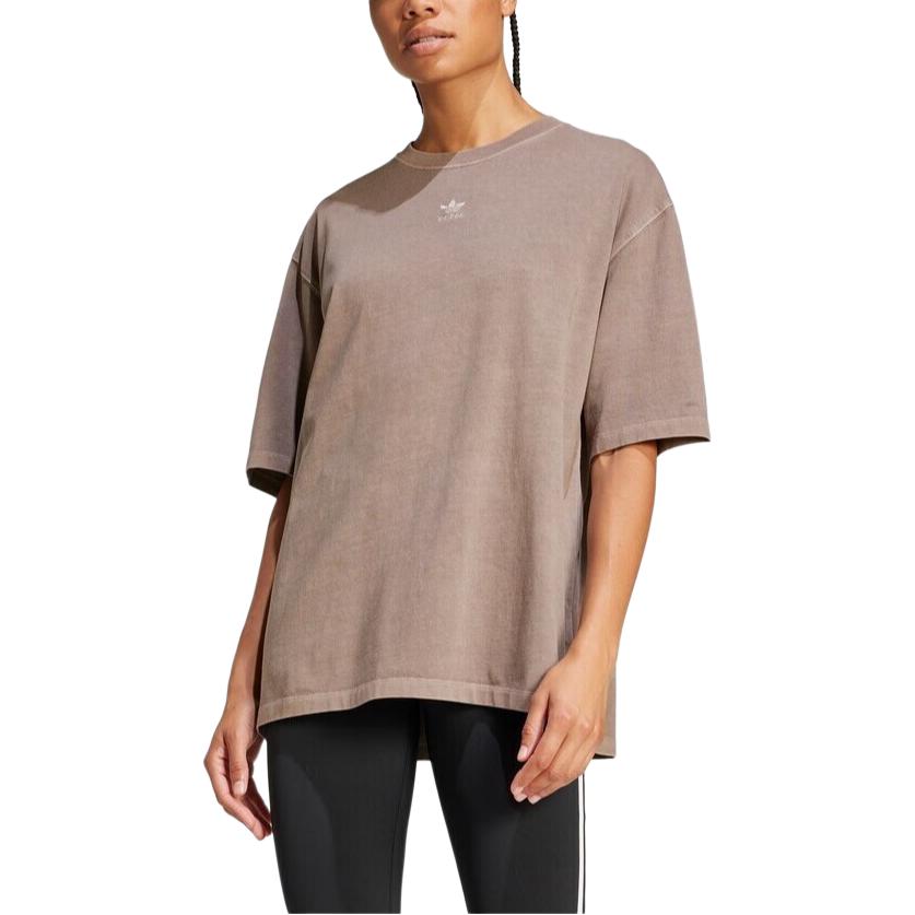adidas Originali Confortevoli alla Moda Versatili T-Shirt a Maniche Corte Top da Donna Marrone Ombra JD5347