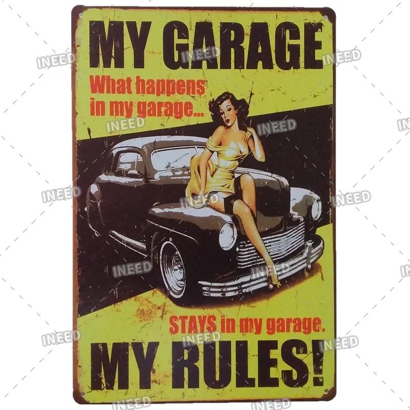 Retro Sexy Beauty Aluminum Poster - Men's Metal Plaque, Garage Cave Workshop Wall Decor