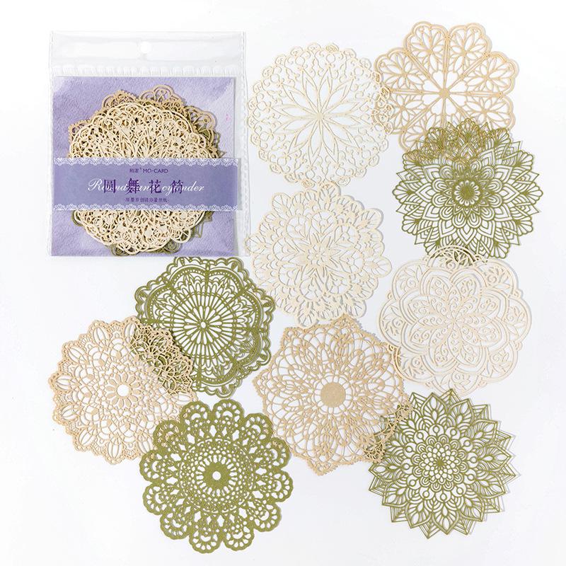 10 pcs Vintage hollow pattern collage material paper aesthetic Decorative Diary Album Scrapbooking material handmade DIY Sticker