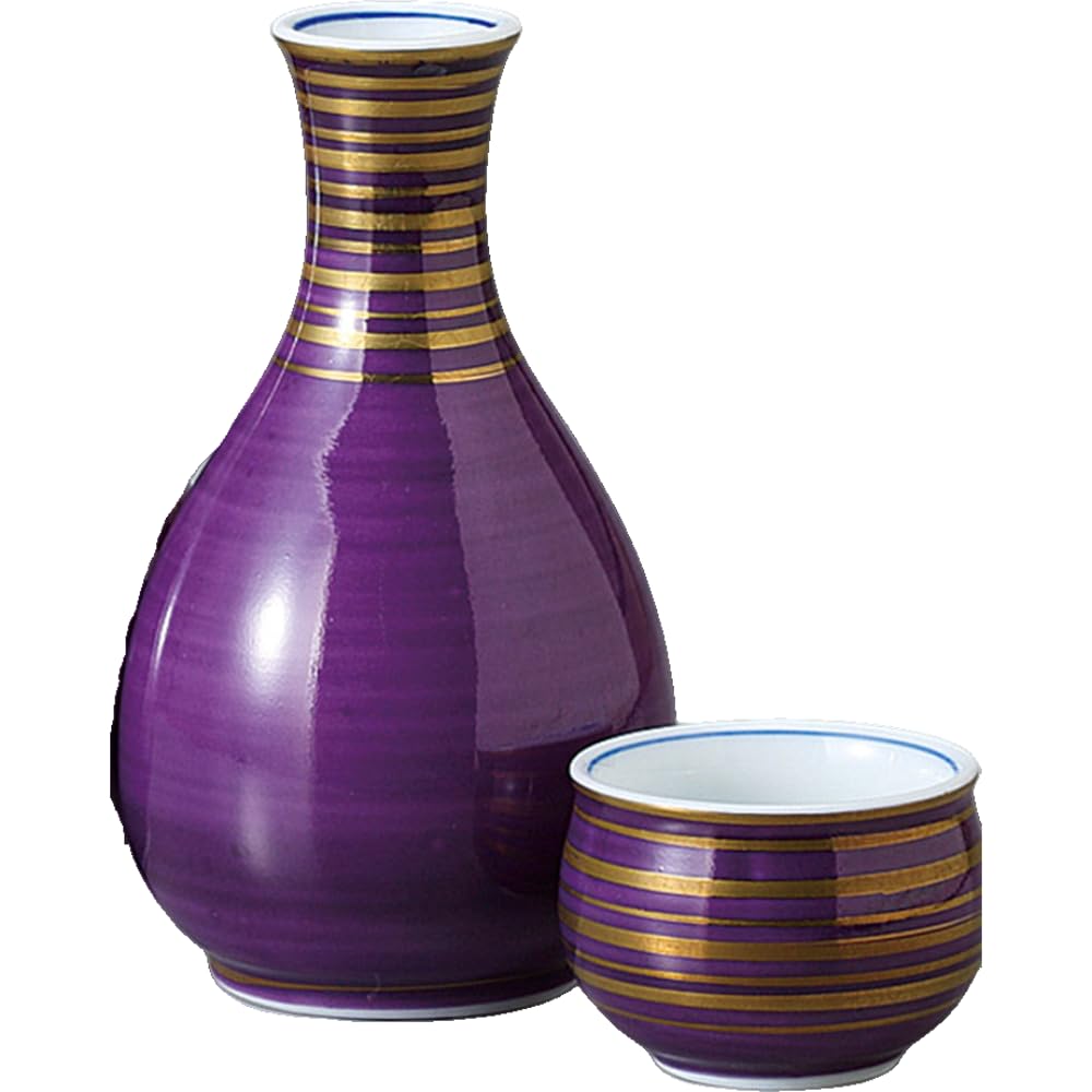 

Sake Utensil Set Sake Kuri Ochoko Set Diameter x Height 240ml 240ml Murasaki Kinsuji 2 Sake Kuri Set Pottery Mino Ware Hot Sake Hot Sake Bottle Cold
