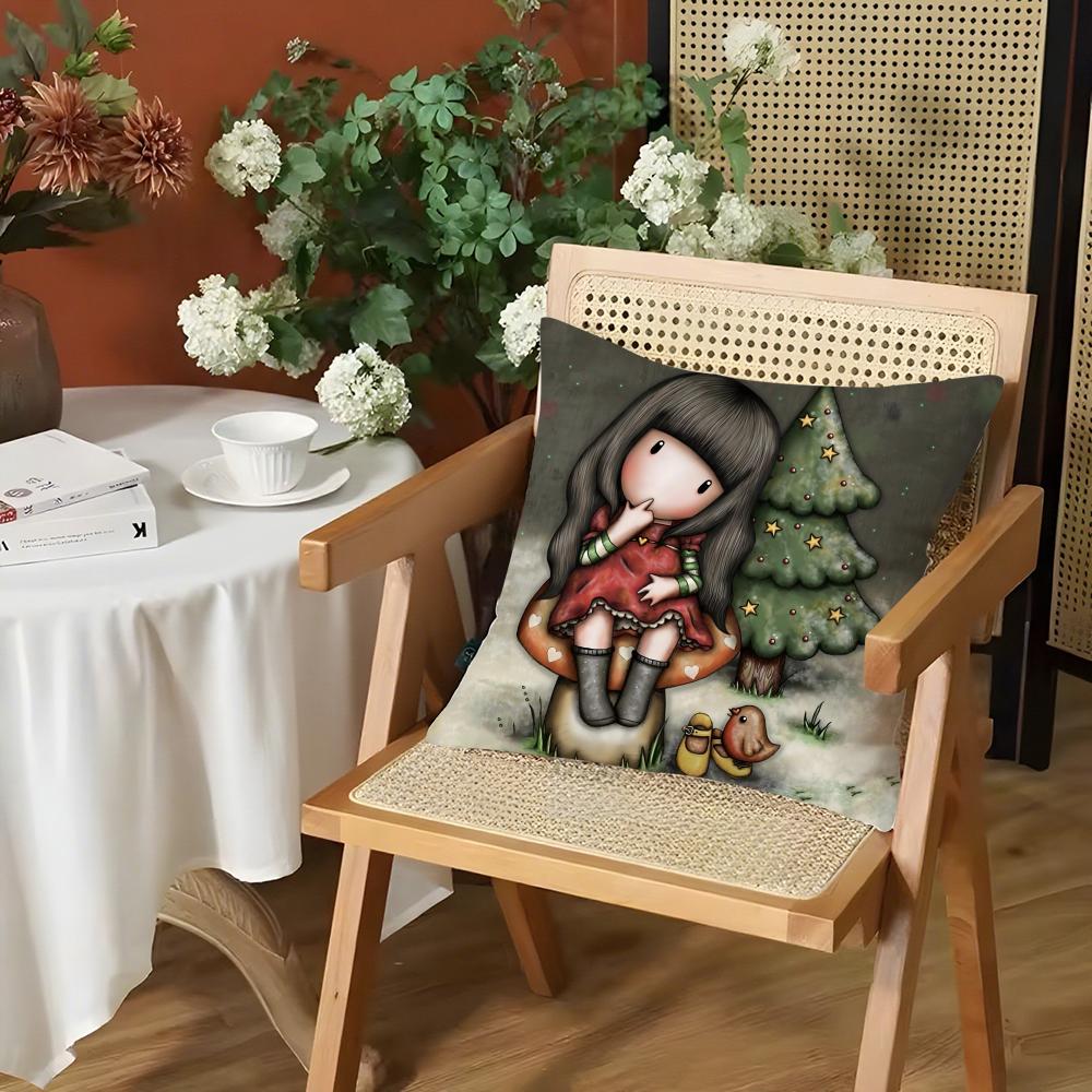 

Cartoon SSantoro Gorjuss Cushion Cover Silky Short Plush Invisible Zipper Dustproof Sofa Pillow Case for Home Decor 30x30cm