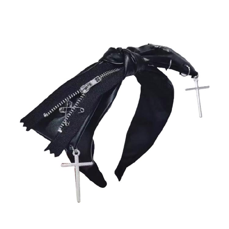 Ручная работа Готический Бант-Узел Повязка на Голову Вдохновленная Субкультурами Готический Кожаный Бант-Узел Аксессуар для Волос для Женщин 1