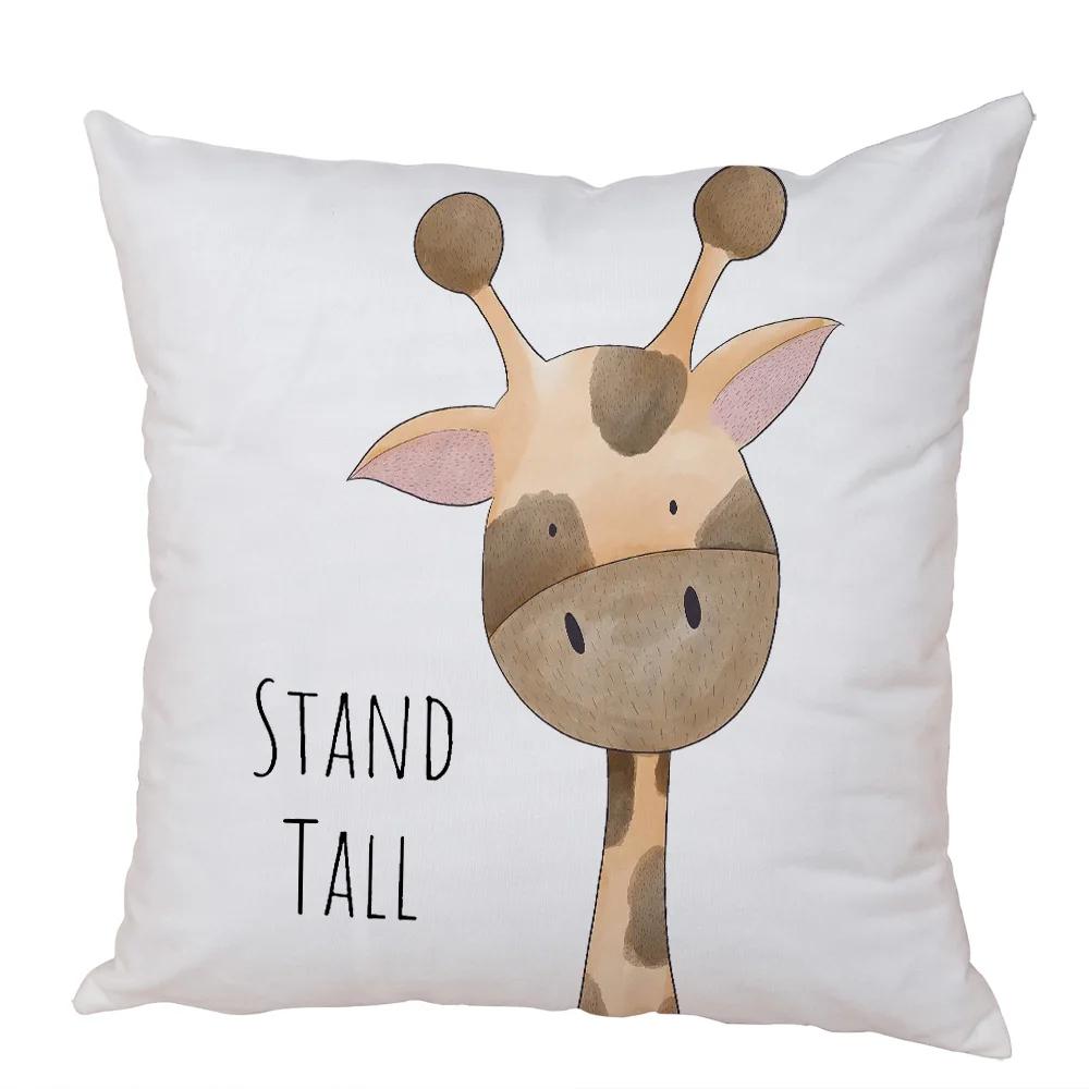Nordic Zebra Hippo Giraffe Lion Crocodile Pillow Case Decor Animal Cushion Cover for Sofa Home Peach Skin Pillowcase 45x45cm