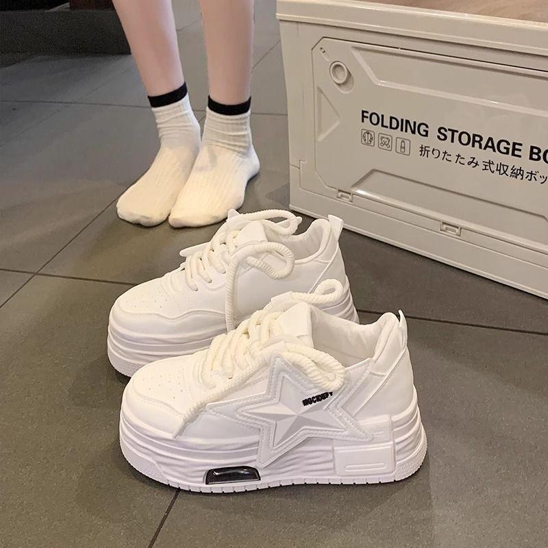 

Весенние туфли на платформе с пентаграммой, туфли-маффины, женская модная повседневная обувь, студенческие белые туфли, женские 40 белый