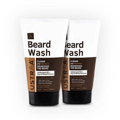 Bartwäsche Woody - 2 x 100 ml - Sulfatfreie Bartwäsche | Dicker Schaum, kein Austrocknen nach der Wäsche | Bartshampoo für einen keimfreien Bart (2er Set)