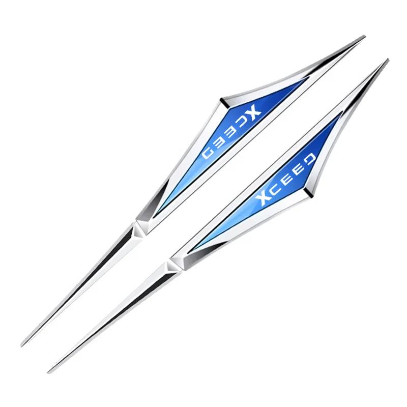 NCUD9 2pcs Metal Car Side Fender Badge Decal For KIA XCEED Logo Alloy Bumper Sticker Modified Styling Vehicle Decoration Accessories
