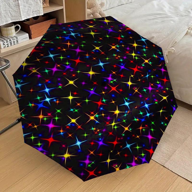 1 st Stjärnor Färgstarkt Mönster Paraplydesign Automatiskt Öppnings- och Stängningsparaply, Högkvalitativt Reseparaply, Lätt och Bärbart, -78