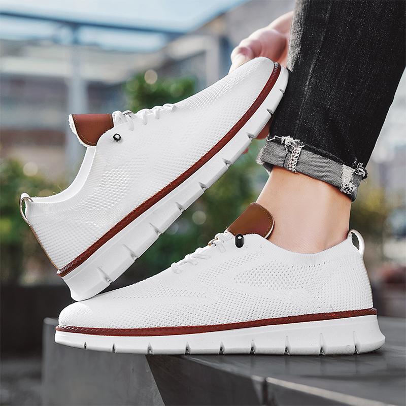 

2025 Men s Sneaker Shoes New British Style Summer Running Breathable Mesh Lightweight Flat Outdoor Walking Shoes Large Size 44 белый