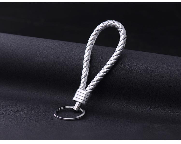 Handmade Braided Leather Car Keychain: PU Leather Pendant for Men & Women