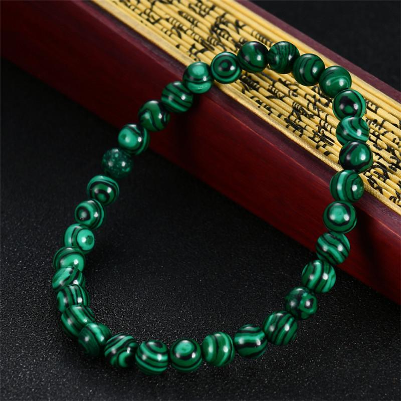 8mm Natural Stone Optimized Malachite Bracelet, Single-loop Bracelet, Couple's Bracelet Gift