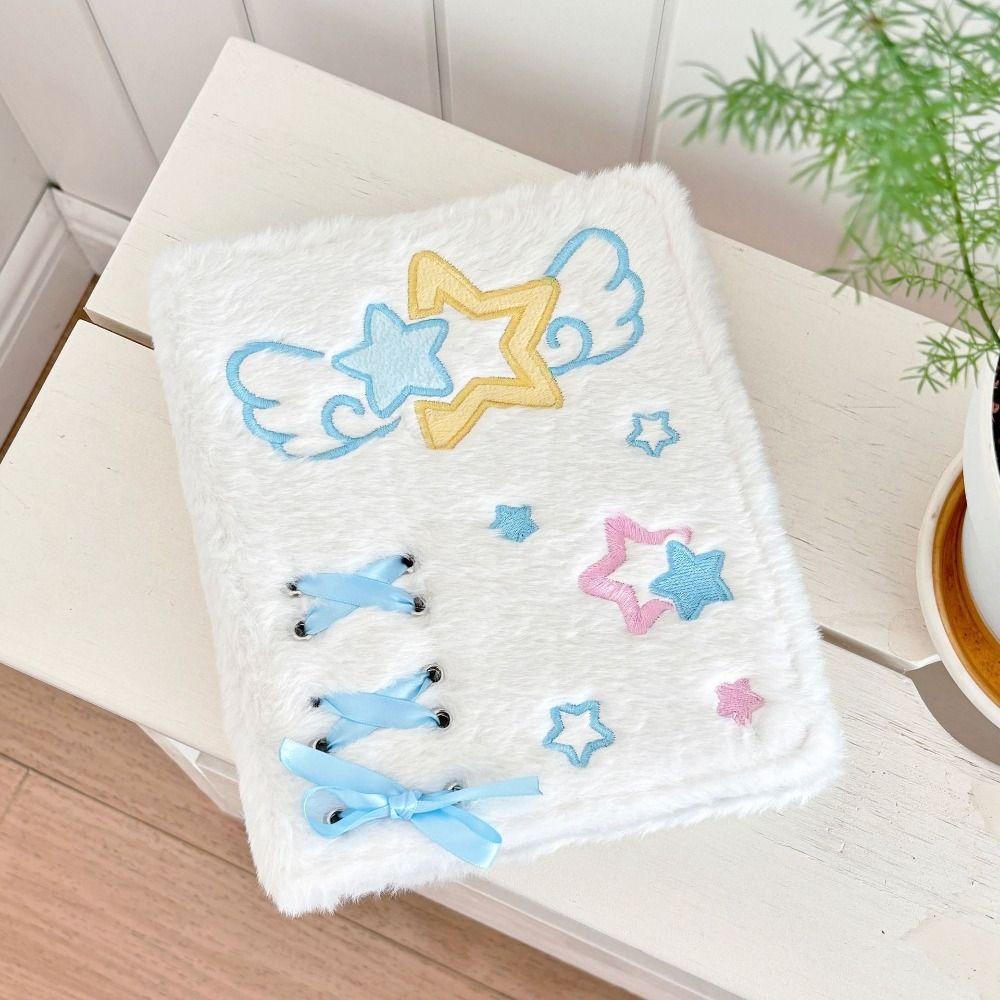 Loose-Leaf Photocard Holder Plush Angel Star Pattern Collect Book  For Kpop Idol Fans