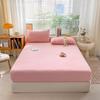 Simple Solid Color Blue Fitted Sheet Set 3Pcs Japanese Style Mattress Cover Skin-friendly Breathable Queen Size Bedding Set
