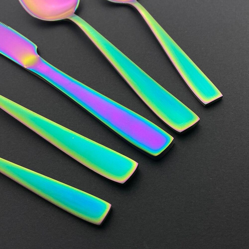 20Pcs Colorful Cutlery Set Dinnerware Set Black Fork Knife Spoon Stainless Steel Home Tableware Set With Plastic Storage Tray