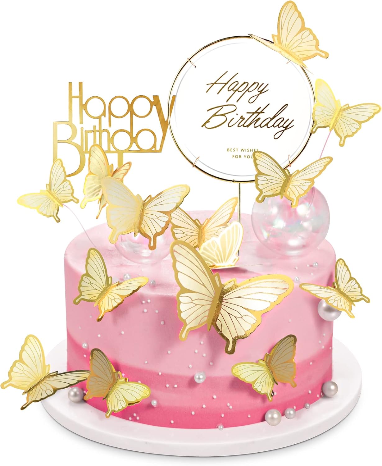 

Butterfly Cake Decoration Acrylic Cake Decoration Suitable for Baby Baptism Wedding Birthday Party Decoration бежевий