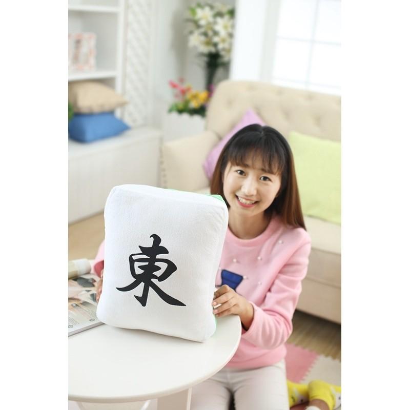 Mahjong Themed Plush Pillow Toy With Pp Cotton Filling For Home Decor Gift Special Characters Included