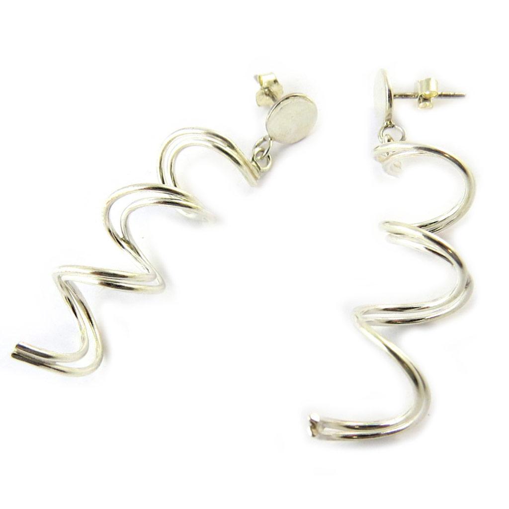 Les Trésors De Lily [F0316] - Silver 'Tortillas Latinas' Earrings - 55x12 Mm