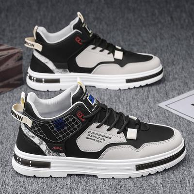 Popular Men's Shoes Student Trend Fashion Board Shoes Wear-resistant Sports Shoes Casual Korean Version Skateboard Shoes Men's Breathable White Shoes