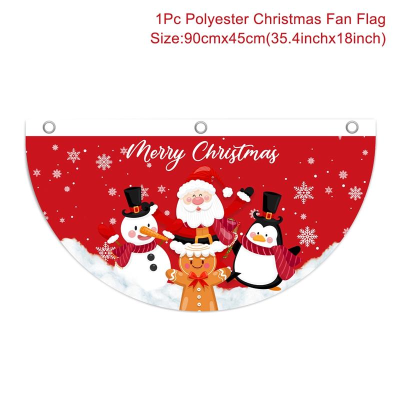 Christmas Outdoor Fan-shaped Flag Banner Christmas Decor for Home 2025 Cristmas Drop Ornament Xmas Navidad Gift New Year 2025
