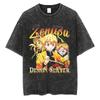 Anime Demon Slayer Rengoku Kyoujurou Graphic Printed Tshirt Men Women Manga T-shirts Washed Cotton Tee Harajuku Male T Shirt