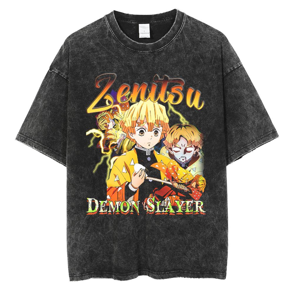 Anime Demon Slayer Rengoku Kyoujurou Graphic Printed Tshirt Men Women Manga T-shirts Washed Cotton Tee Harajuku Male T Shirt