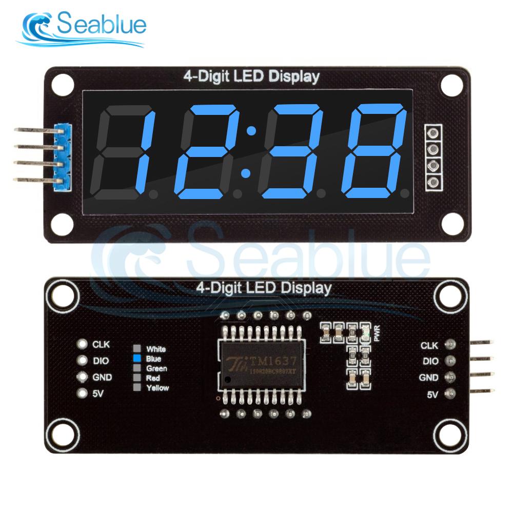 0.56 inch 4-Digit 7 Segments Digital Tube Clock Module Double Dots Blue Yellow White Green Red LED Display TM1637 For Arduino