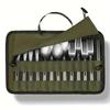 Outdoor camping tableware roll storage bag, Oxford cloth portable tableware bag with safety slot - lightweight and compact trave