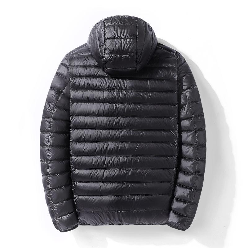 Geacă de iarnă trendy pentru bărbați, ușoară, cu glugă, umplută cu puf cald de rață albă, îmbrăcăminte exterioară