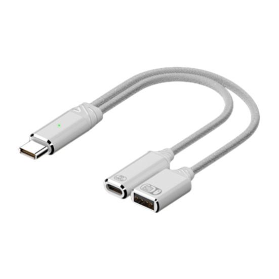 

Кабель-адаптер USB-C OTG для зарядки и передачи данных 2-в-1 100 Вт PD Type C на USB 2 Конвертер Быстрая зарядка белый